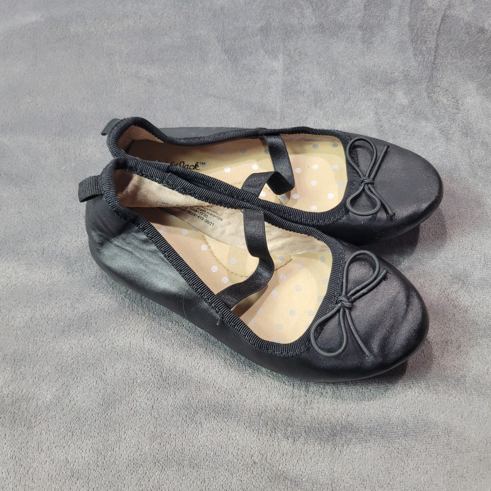 Cat and Jack Toddler Girls Black Ballet Flats Mary Jane Shoes Size 10